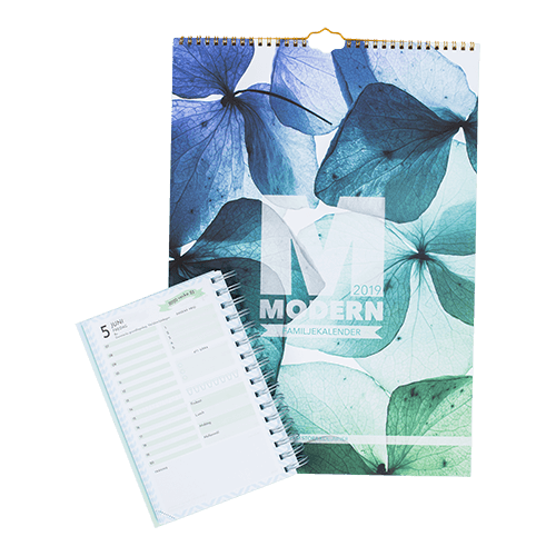 Blå och lila mönstrad väggkalender